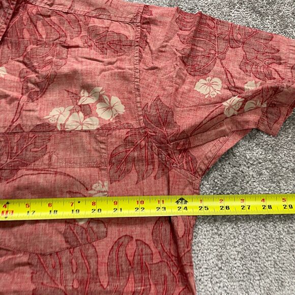 Izod Jeans Hawaiian Shirt Mens Large Red Floral Short Sleeve Button Down Cotton - Picture 10 of 11